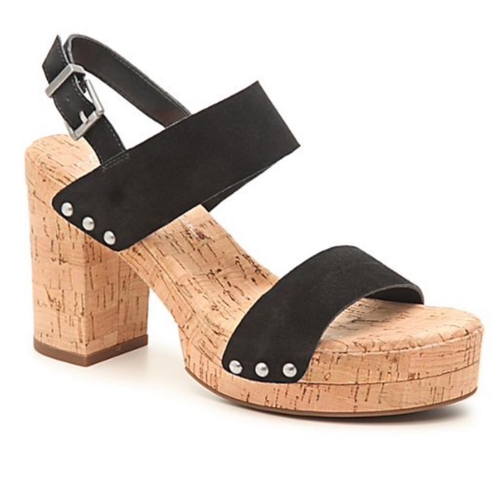 Jessica Simpson Morgani Black Suede Cork Platform Sandals